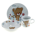  НАБОР детской посуды  3 предмета "КОТИК" фарфор