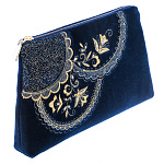 -2090000005592 Сумка бархат Мод 284 Рис 1385 АР разм 14*22*2 /бархат т-синий /4.3.35/ зол