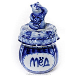 7769 Гжель Медовница  (медведь)16*10см Авт.Черновы Л.и В 