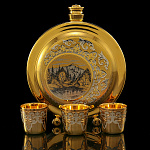  Златоуст Подарочный НАБОР ОХОТНИЧИЙ фляга круглая,3 стопки наперстки  в П/У