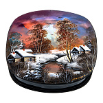 202554 Шкатулка с худ росписью "Зима в деревне" перламутр,9*8*3 см