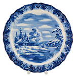 Тарелка декоративная "Пейзаж". Гжель