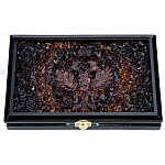 0069750-НП ЯНТАРЬ Домино  "ГЕРБ" светлые фишки,темные точки