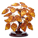 Денежное дерево из янтаря (22 см, 7 веток, 21 лист)