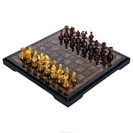 Шахматы с инкрустацией и фигурами из янтаря "Орион" 32х32 см