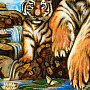 Картина янтарная "Тигрица с тигрятами" 30х40 см, фотография 3. Интернет-магазин ЛАВКА ПОДАРКОВ