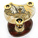 0010791/488 Златоуст Набор "Барный" 3 рюмки на кам.подставке (яшма, гранаты)