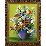 24872/1265-дерево Нат.камень КАРТИНА "Ромашки" 40*30см багет-дерево(1265)