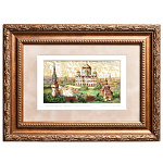 0032262/Т/27*20см КАРТИНА Перламутровая "ХРАМ ХРИСТА СПАСИТЕЛЯ" в раме, паспарту 