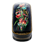 0070110/16*6см  Лаковая миниатюра Палех ШКАТУЛКА "Ирисы" Воронина в П/У