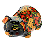 0042496-средняя СГ 2019  Хохлома Сувенир КОПИЛКА "СВИНКА" ок.12*20*11см фарфор (хрюшка)