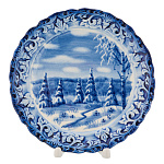Тарелка декоративная "Пейзаж". Гжель