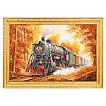 Картина янтарная "Советский паровоз ЛВ" 40х60 см