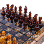 Шахматы складные с инкрустацией и фигурами из янтаря 28х28 см, фотография 2. Интернет-магазин ЛАВКА ПОДАРКОВ