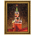 11459-НП Картина янтарная  "Спасская башня ночью" 30*40 см
