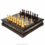 Шахматный ларец с перламутром и янтарными фигурами, фотография 1. Интернет-магазин ЛАВКА ПОДАРКОВ