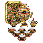 0090228 Хохлома Самовар с сервизом "РОМАШКА" на 6 персон