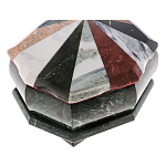 29057/2002 Нат.камень Шкатулка для украшений змеевик МОЗАИКА170*125*85 мм