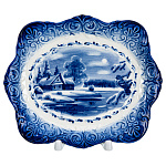  Гжель Тарелка сувенирная настенная ЗИМА 18*15 см