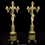 0023487 Златоуст Набор канделябров "ОСЕНЬ", Змеевик , в П/У(6603)