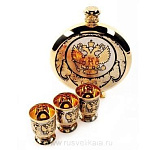 0013230 Златоуст НАБОР подарочный "Царский": Фляга + 3 рюмки (NAO 0385) в П/У