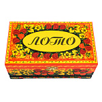 0071699  Хохлома РУССКОЕ ЛОТО "Золотые цветы" красный фон 250*140*105 Арт.Р85