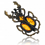 Брошь с янтарем "Жук Голиаф", фотография 1. Интернет-магазин ЛАВКА ПОДАРКОВ