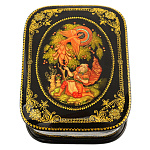 0060953/9*7см  Лаковая миниатюра Палех ШКАТУЛКА "Жар-птица" Лебедева