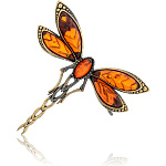0049800/2100.4 Брошь Стрекоза Ероха (коньячный)
