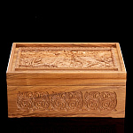 0066060/RTB-202.L Шкатулка резная "Сирин и Алконост" двухуровневая из ясеня