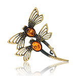 0058500/2135.4 Брошь Стрекозки пара (коньячный)