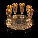 6997 -01-Р Набор Царский винный: 6 рюмок+ поднос (ПН 9210/13698)