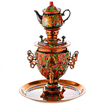 7225-3л-жел-кр Самовар Тульский электрический  "Хохломская роспись классика" 3л