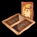  -55*27*7см  НАРДЫ резные с рисунком ЛЕВ  rez-086