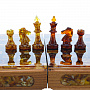 Шахматы с инкрустацией и фигурами из янтаря 32х32 см, фотография 2. Интернет-магазин ЛАВКА ПОДАРКОВ