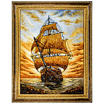 Картина янтарная "Корабль-парусник" 40х60 см