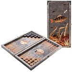 0070904 Кар.береза НАРДЫ "РЫБА" мареные с инкрустацией420*210*60 вес 1,9 кг