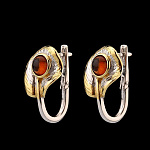 821933/7,41г  Серебро 925* СЕРЬГИ вст.Янтарь 