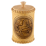 Туес для сыпучих продуктов из бересты "Конь"