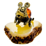 0058674/601 Сувенир Мышь Ушастик на подставке (белый)