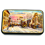 200953 Художественная роспись Шкатулка "Москва. Храм Христа Спасителя"перламутр 15*9*3см 