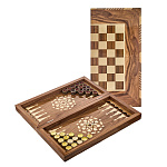 Нарды-шашки с янтарными фишками "Звезда востока" 49х25 см