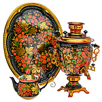 0069703 Хохлома САМОВАР эллектрический 3л Желудь  "КЛУБНИКА" 