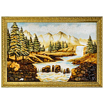 Картина янтарная "Водопад в горах" 60х40 см