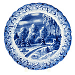  Гжель ТАРЕЛКА с ажурным краем "Зима. Пейзаж" d-17,5 см
