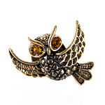 0059730/352.4 Брошь СОВА ЛЕТЯЩАЯ (коньячный)