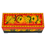 0078408/23*10см Хохлома Шкатулка для чая "ЦВЕТЫ" двойн фон,,Р96 