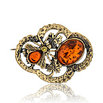 0071540/3517.4 Брошь Цветок  Виноградная мушка (коньячный)