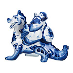  ГЖЕЛЬ Скульптура ДРАКОН С ДЕДОМ МОРОЗОМ  в коб 