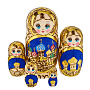 Матрешка с выжиганием "Храм Василия Блаженного" 5 мест, фотография 1. Интернет-магазин ЛАВКА ПОДАРКОВ